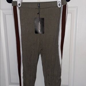 Women’s Olive Green legging with Brown and White Stripes